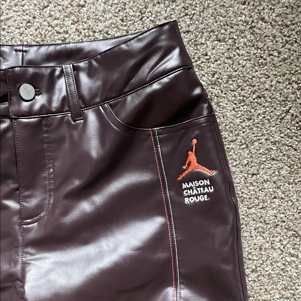 Maison Château Rouge x Jordan | Faux Leather Pants in Brown Basalt - Picture 3 of 12